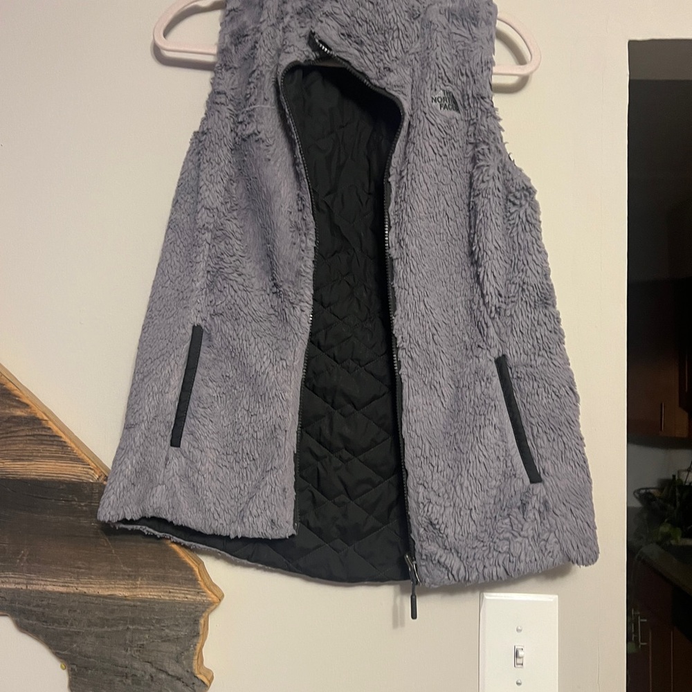 The North Face Lilac Sherpa Fleece Vest with Black Logo Trim